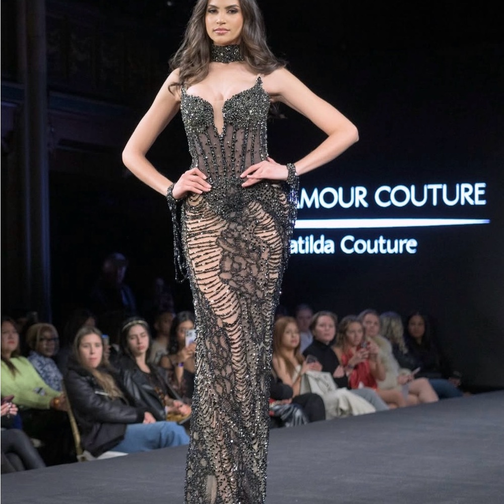 Glamour Couture Black Beaded Gown